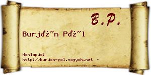 Burján Pál névjegykártya