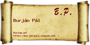Burján Pál névjegykártya